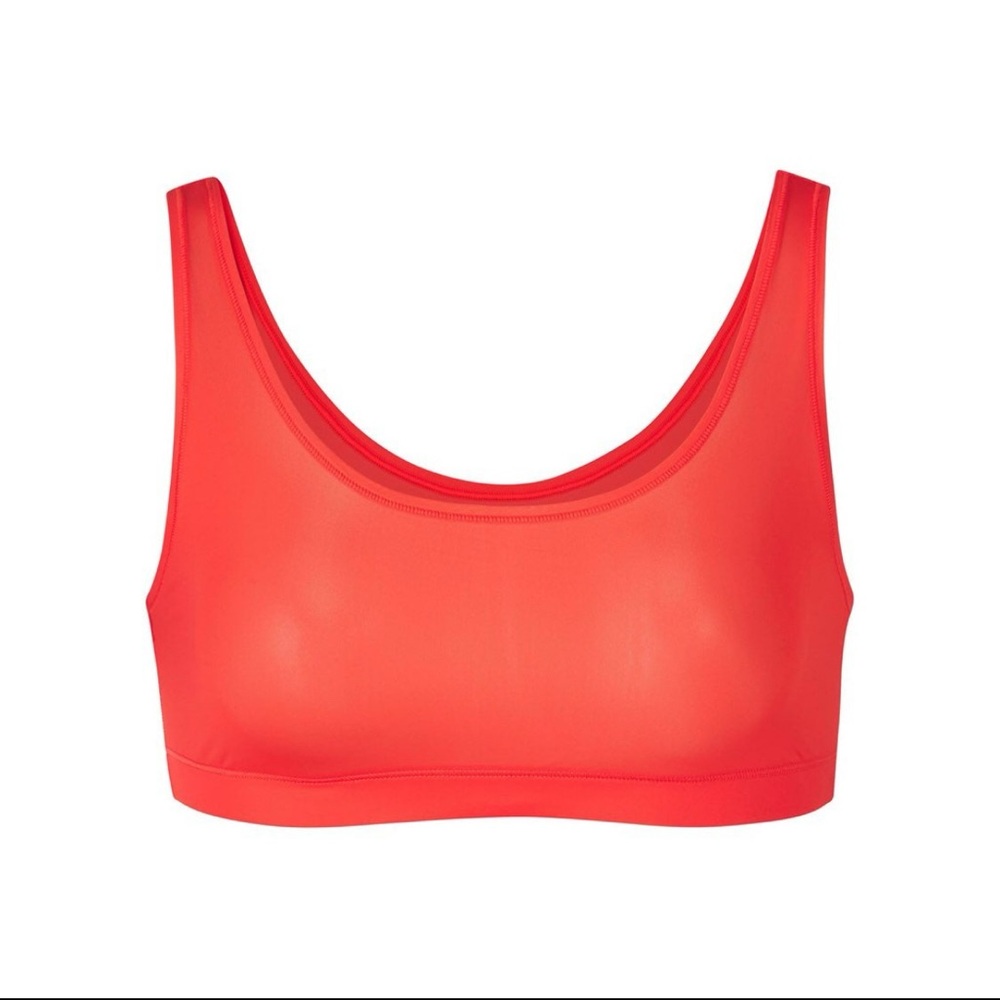SKIMS Poppy Red Jelly Sheer Scoop-Neck Stretch-Woven Bra sz 4X